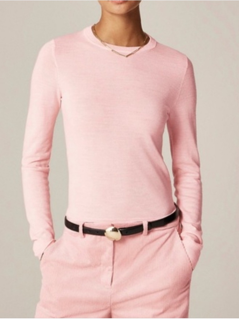 J.CREW carolyn fitted crewneck sweater merino wool heather shell pink size XL